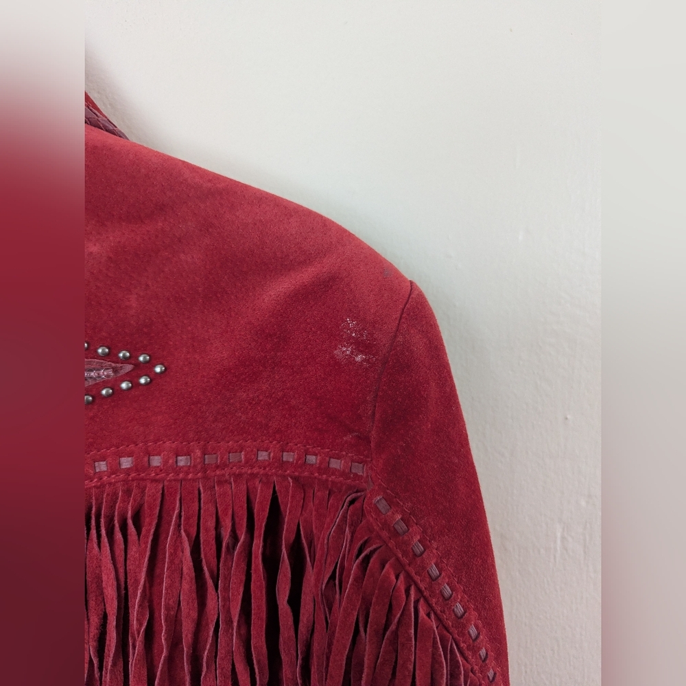 Scully Red Suede Fringe Leather Jacket (SIZE LARGE) - Picture 15 of 16